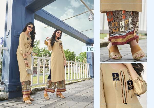 Vitara Heartloom Rayon Designer Embroidery Kurti With Plazzo 